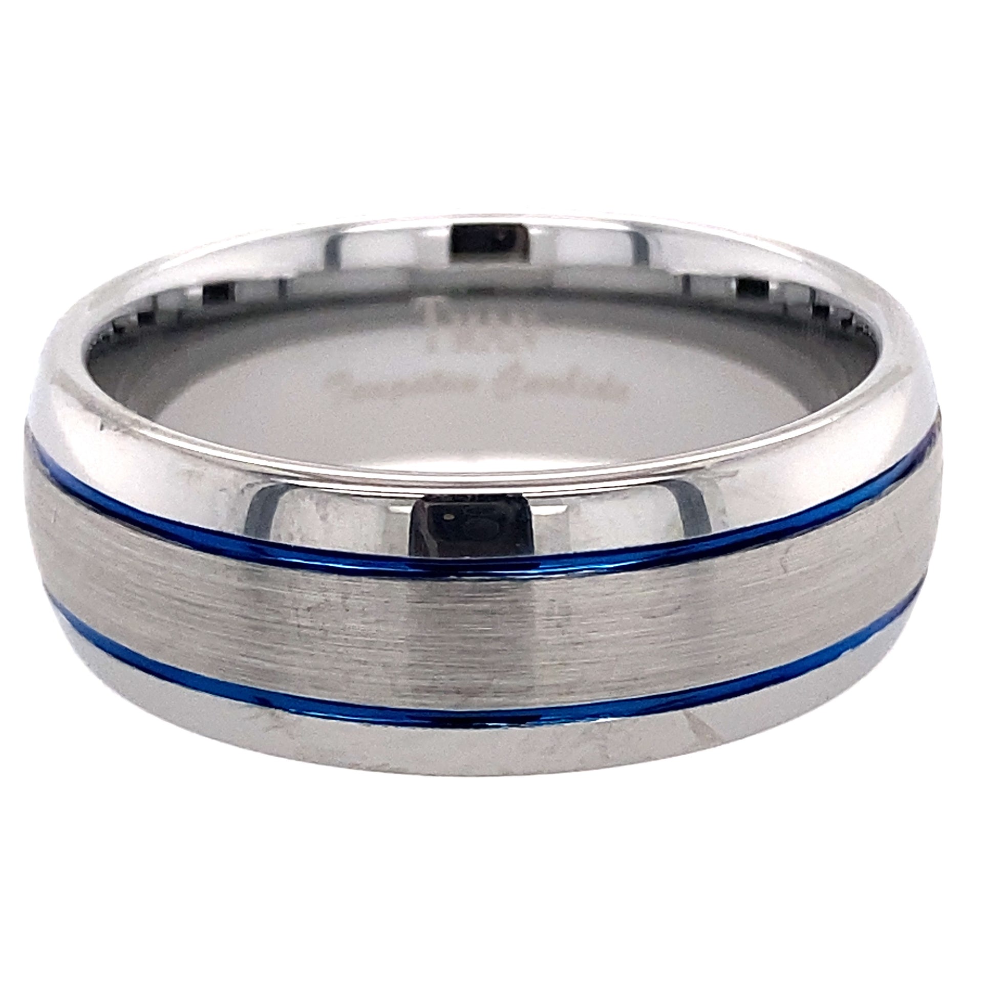 Blue PL Groove done brushed ring