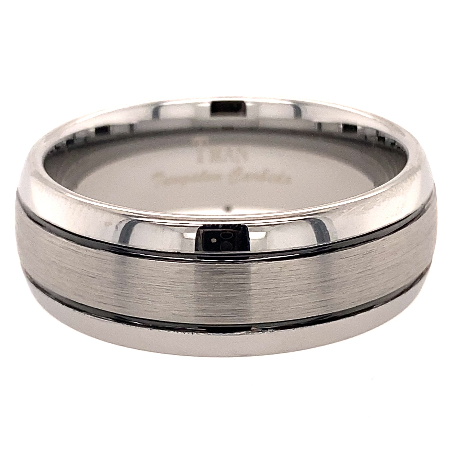 Black plated Groove dome brushed ring