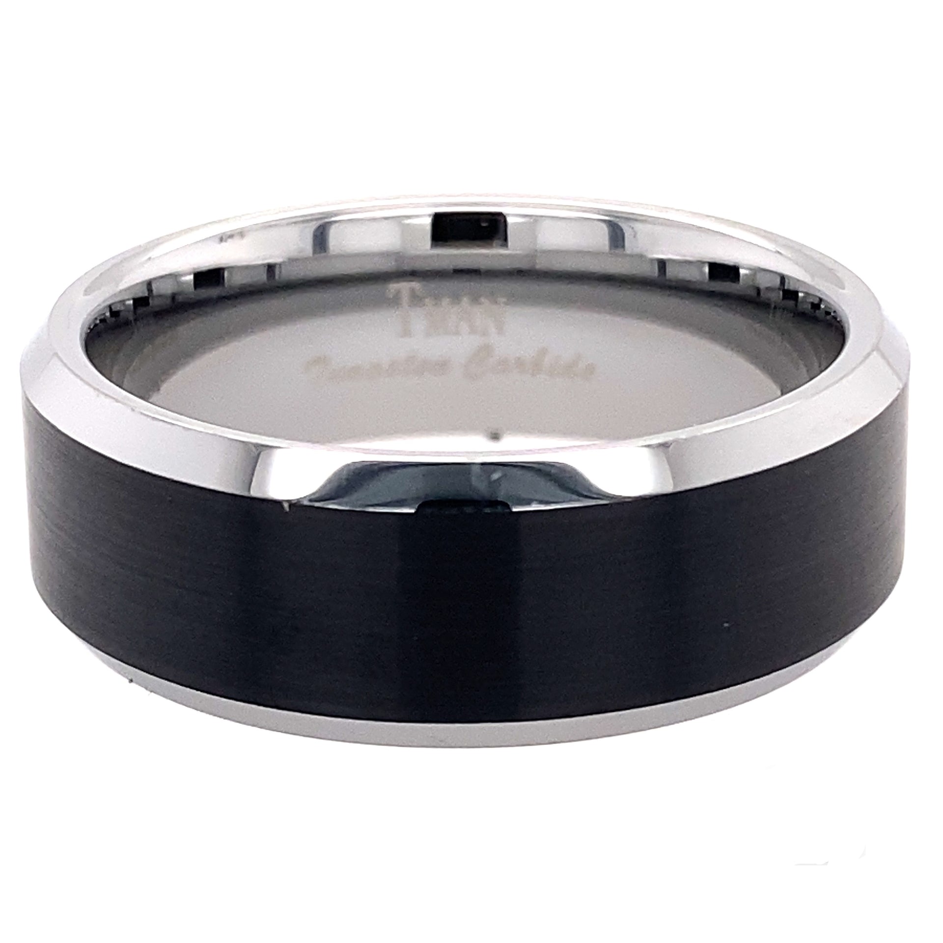 Black plated flat brushed bevel ring