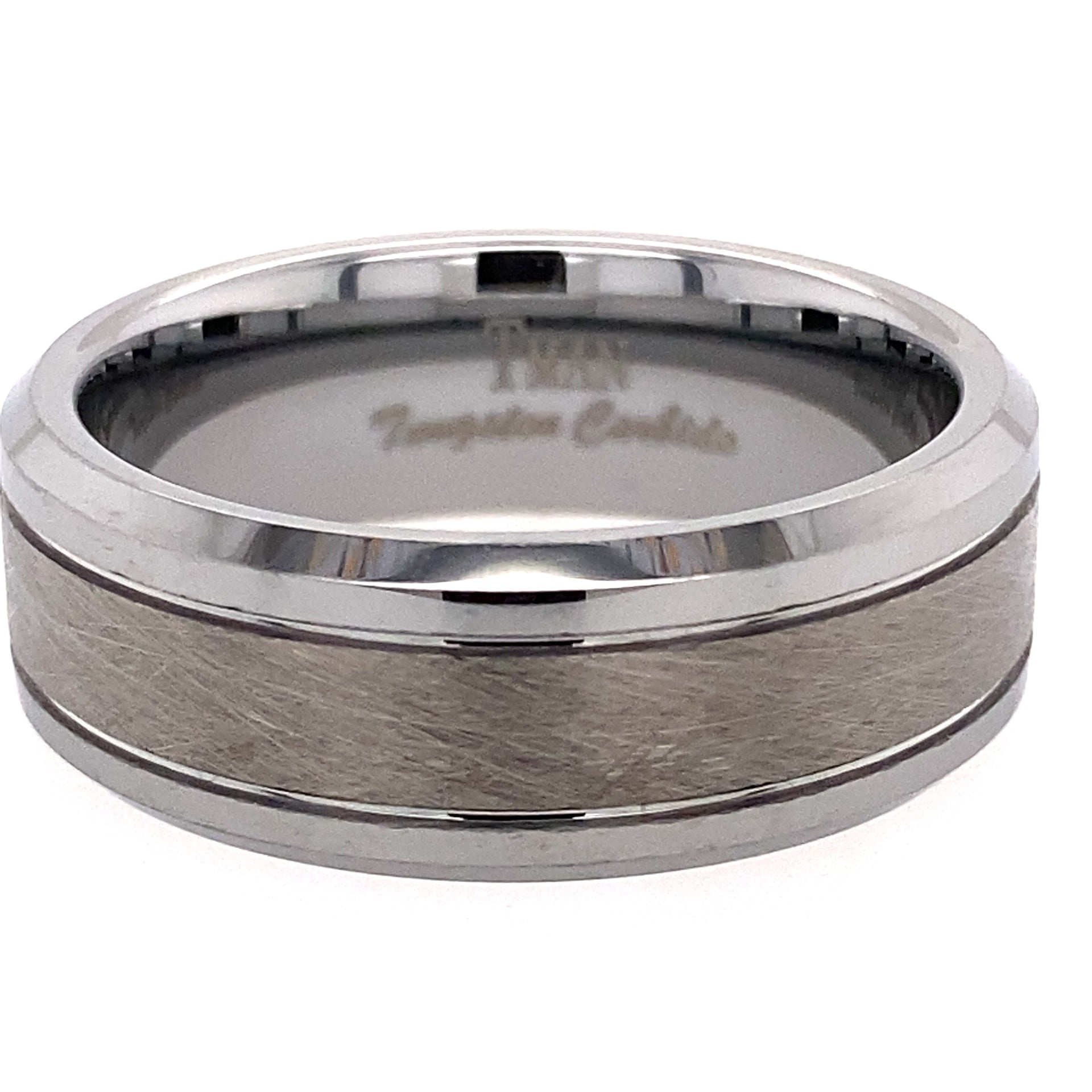 Brushed flat beveled groove band