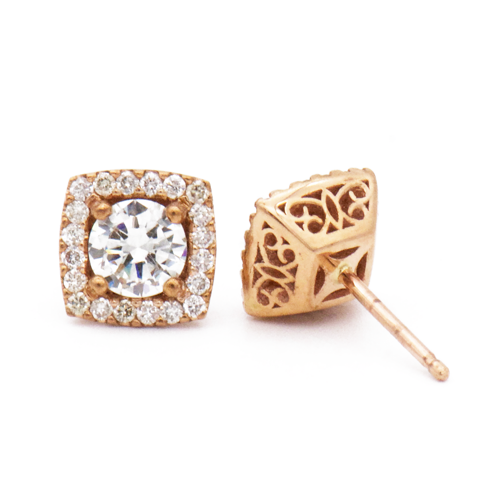 The Rose Gold Halo Studs
