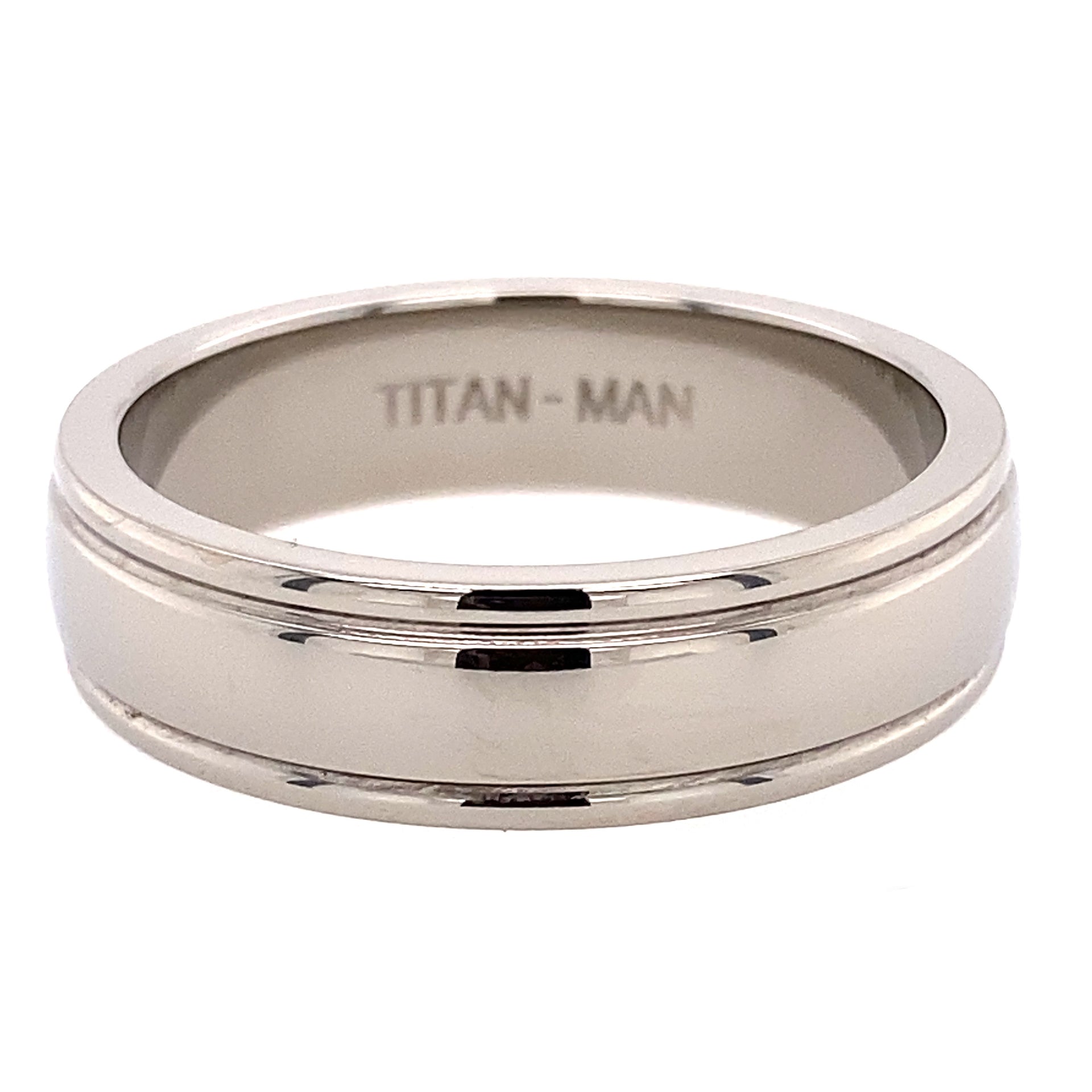 Titanium double groove polished ring
