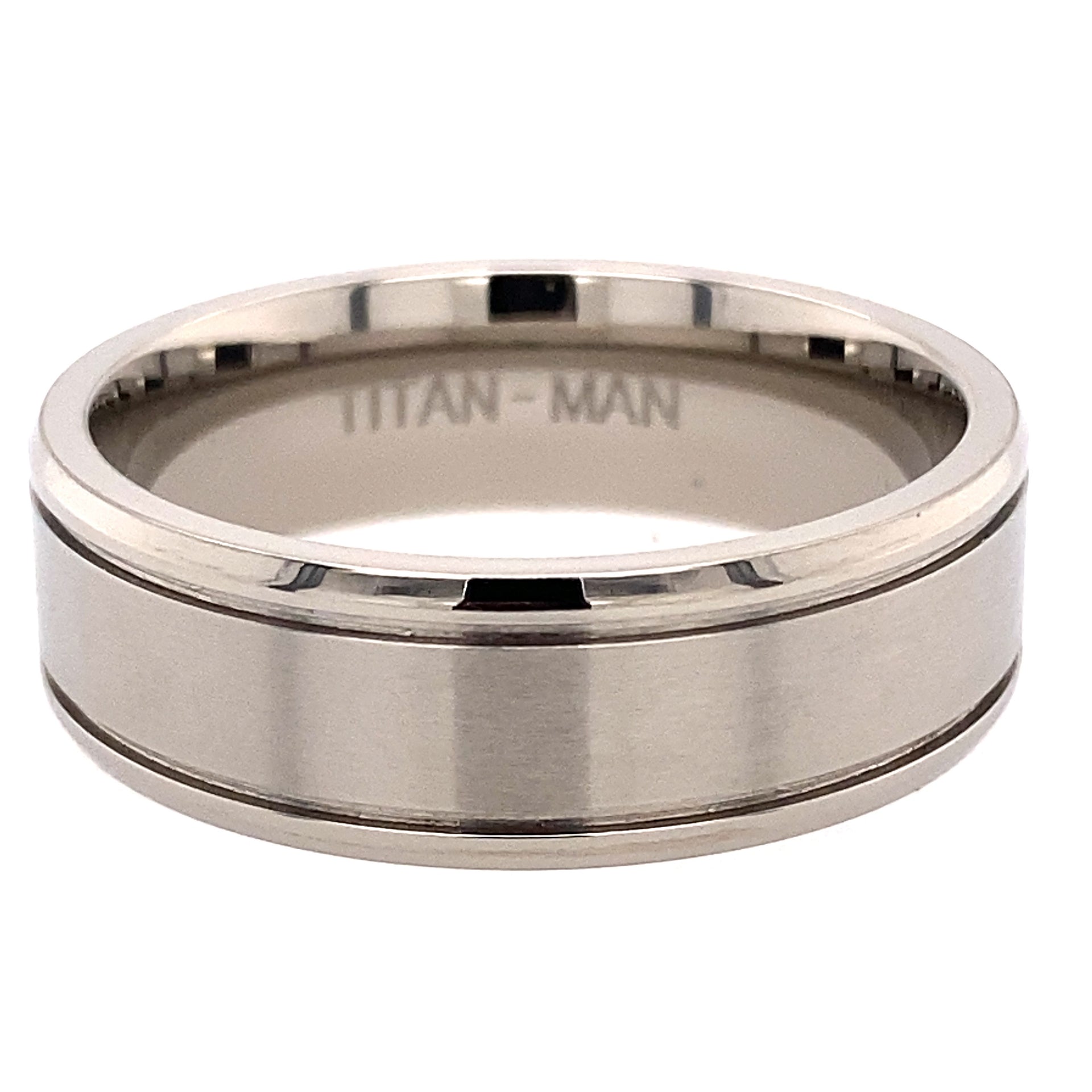 Titanium brushed centre bevel edge ring
