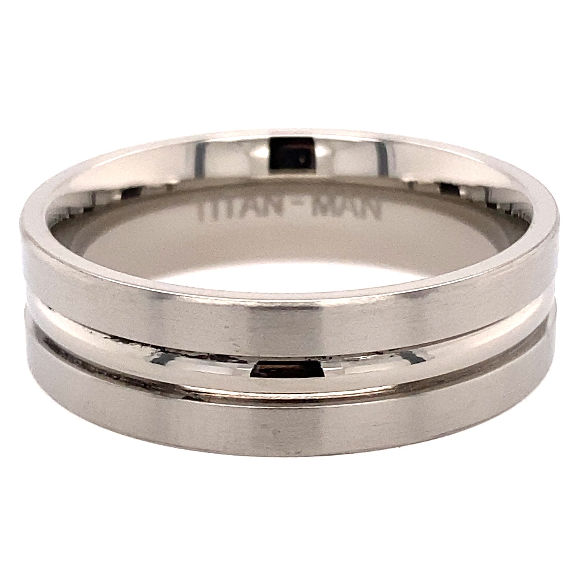 Titanium polished middle brushed sides ring