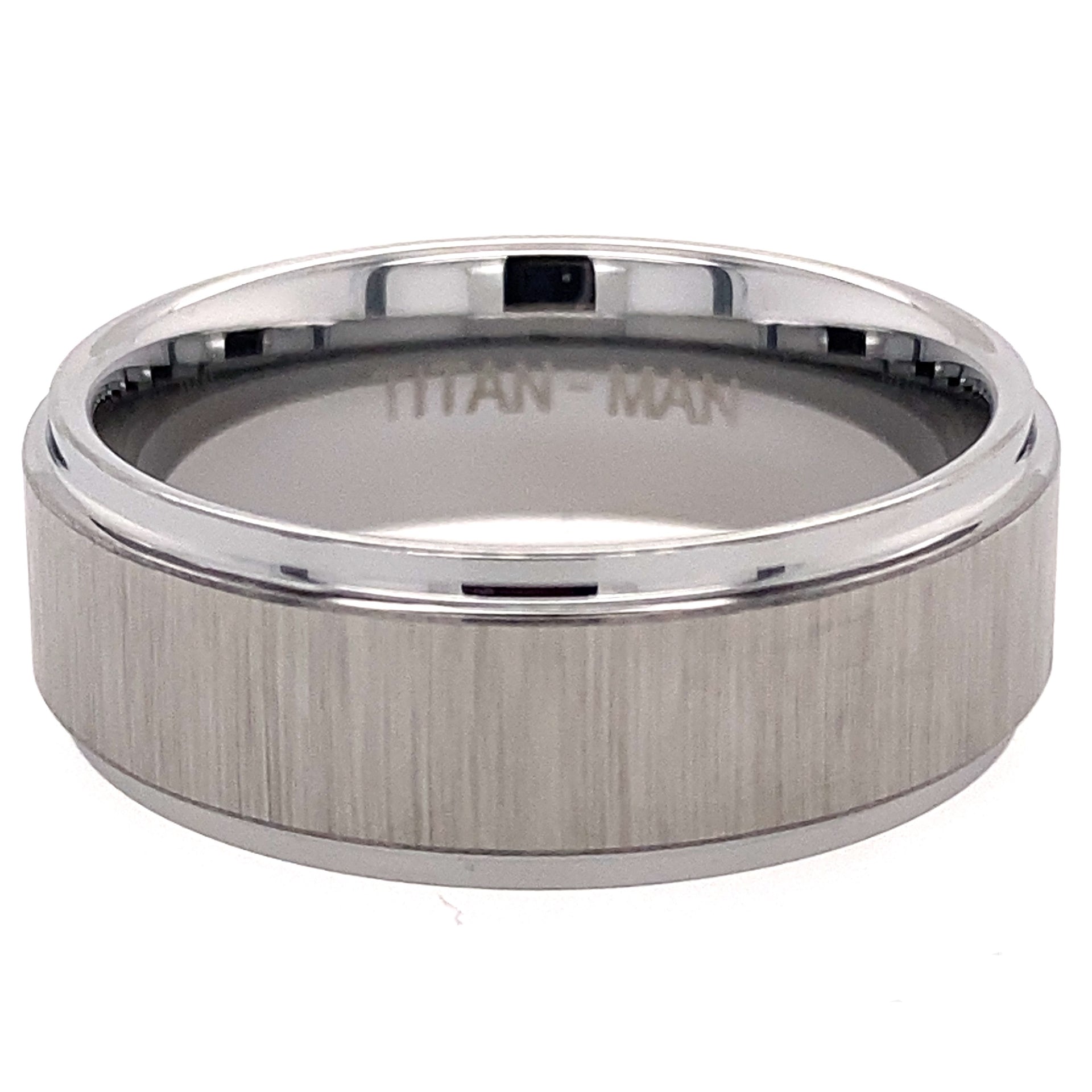 Tungsten horizontal brushed bev edge ring