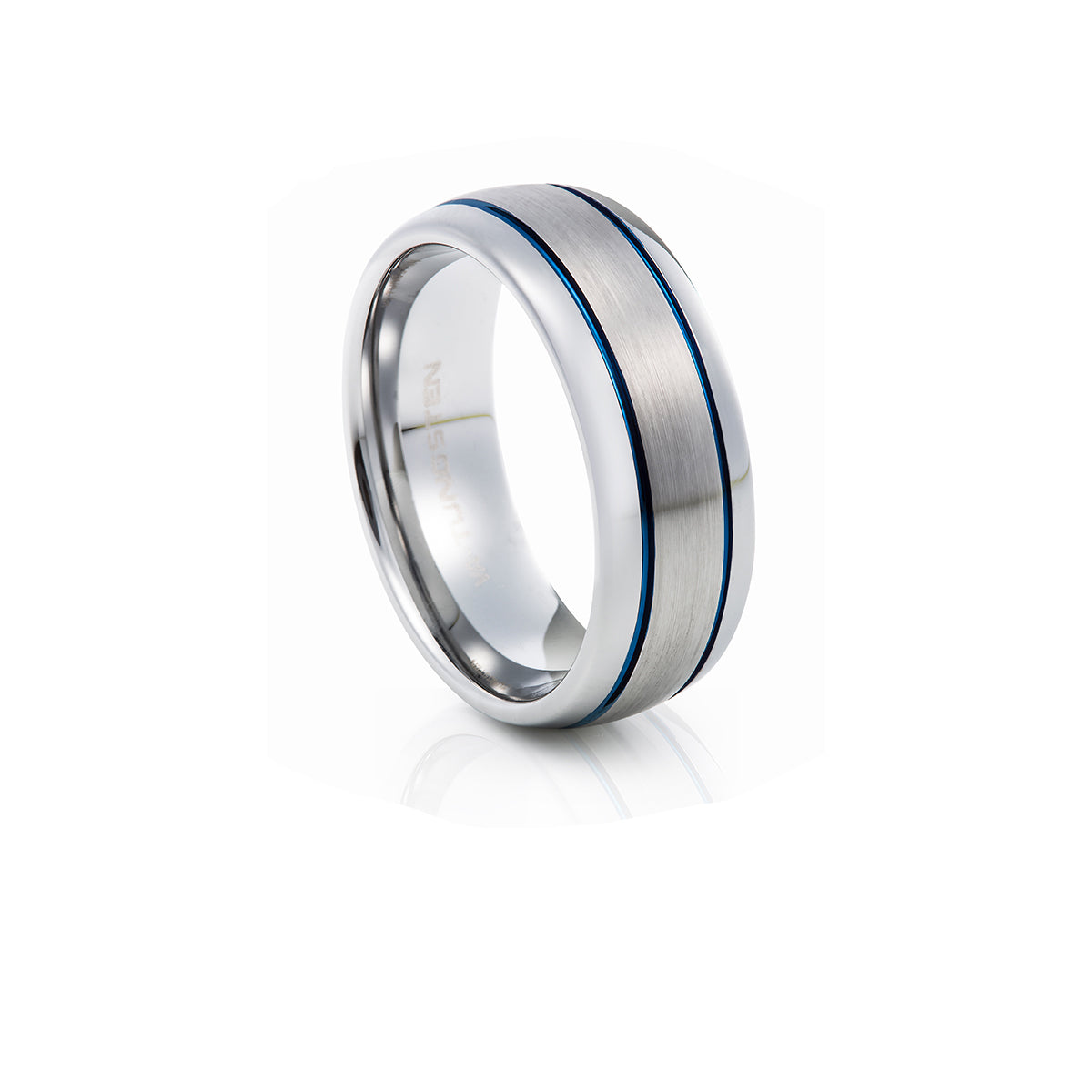 Brushed Metal with Blue plated Indents